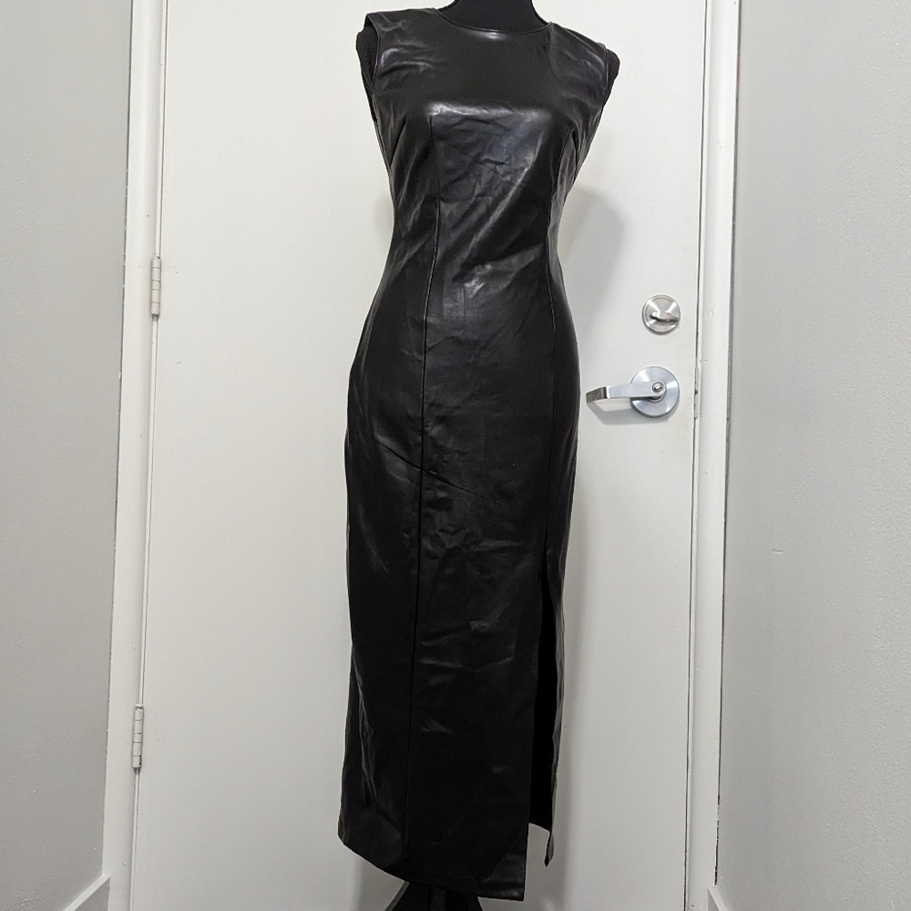 SOLD Black Leather House of Harlow Dress